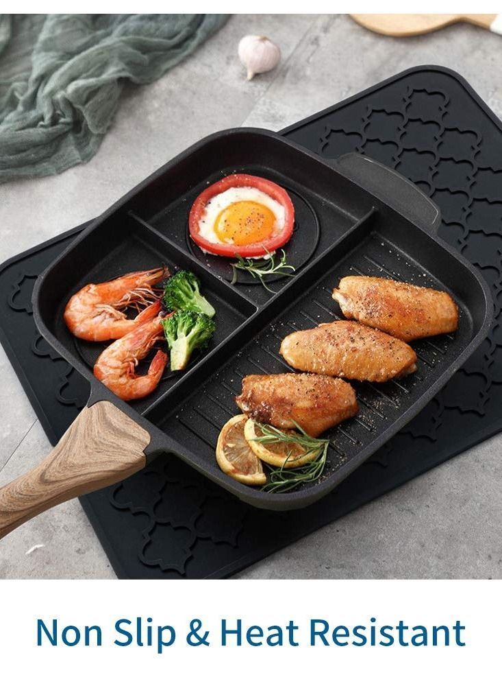 Y&D Silicone Drying Mat for Kitchen Countertops 12 X 16 inch (Black)  - Image 4