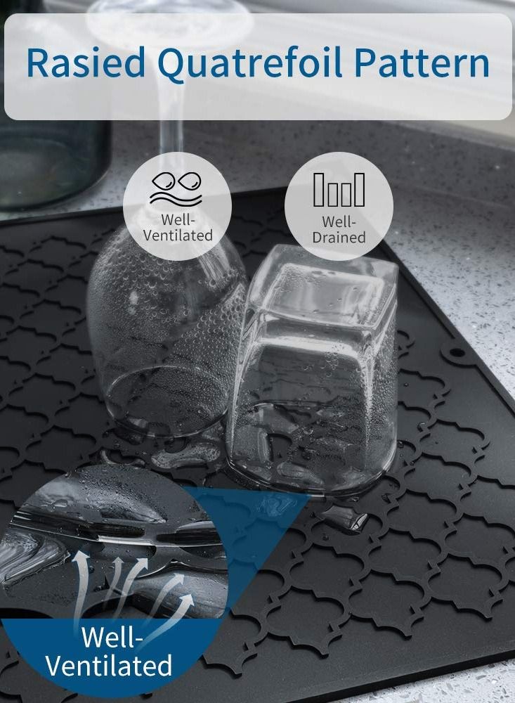 Y&D Silicone Drying Mat for Kitchen Countertops 12 X 16 inch (Black)  - Image 5