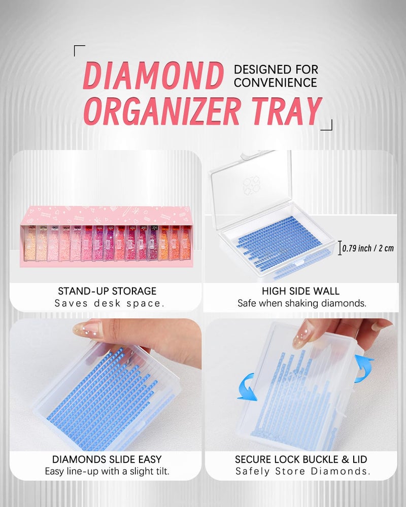 Forever young 15pcs Diamond Painting Storage Containers Trays with Lids, 2-in-1 Diamond Art Storage & Trays, Bead Storage & Line-Up, Box Package - Image 5