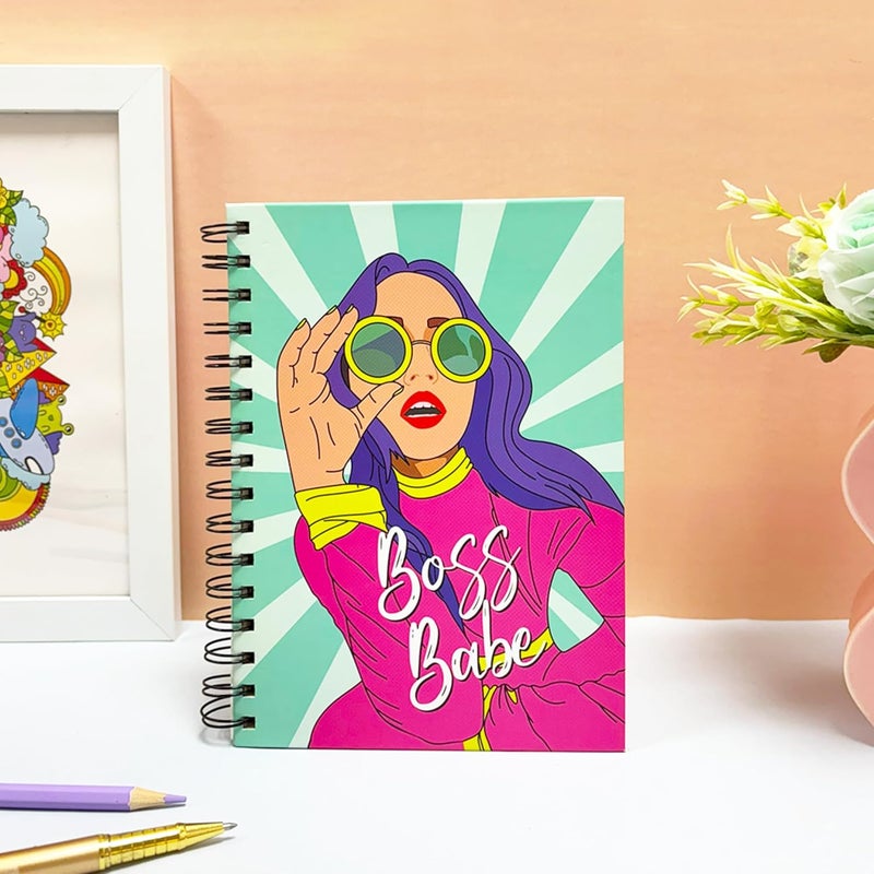 Articious Boss Babe Spiral Notebook | A5 Size 21x17 cm | 190 Ruled Pages | 80 GSM Thick Paper | Aesthetic Hardbound Journal for Writing, School, Office & Gifting - Image 1