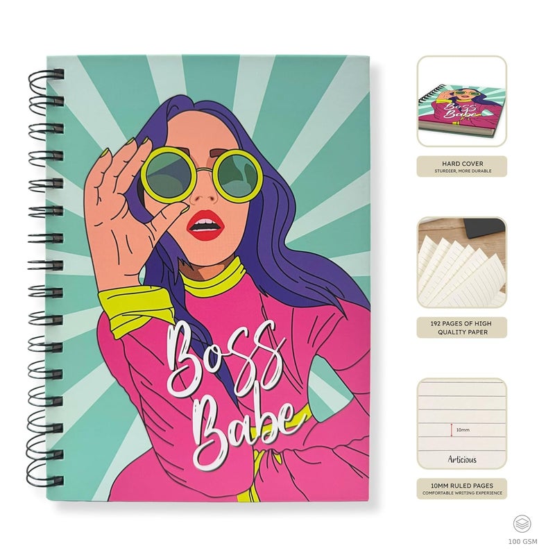 Articious Boss Babe Spiral Notebook | A5 Size 21x17 cm | 190 Ruled Pages | 80 GSM Thick Paper | Aesthetic Hardbound Journal for Writing, School, Office & Gifting - Image 4