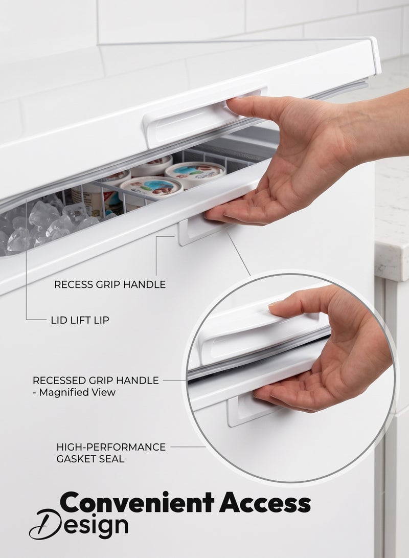Stargold Small Chest Freezer 100L Mini Deep Freezer Standalone, 100W 220-240V Non-Inverter Compressor Deep Fridge , Refrigerant R600a, 4 Star Freezing, Freezing Capacity 4.5kg/24h, LED Light, Mechanical Control, 13.5h Storage Time During Power off, Door Lock & Static Air Flow System for Home & Office Upright Freezer, SG-HCF100L White - Image 4