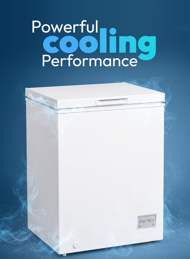 Stargold Small Chest Freezer 100L Mini Deep Freezer Standalone, 100W 220-240V Non-Inverter Compressor Deep Fridge , Refrigerant R600a, 4 Star Freezing, Freezing Capacity 4.5kg/24h, LED Light, Mechanical Control, 13.5h Storage Time During Power off, Door Lock & Static Air Flow System for Home & Office Upright Freezer, SG-HCF100L White - Image 3