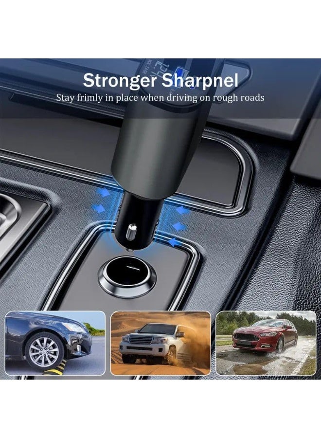 Norelle 4-in-1 Fast Car Charger with Built-in Lightning & Type-C Cables, Digital LED Voltage Display, USB + Type-C Multi-Port Smart Car Charger, 180° Rotating Design - Image 4