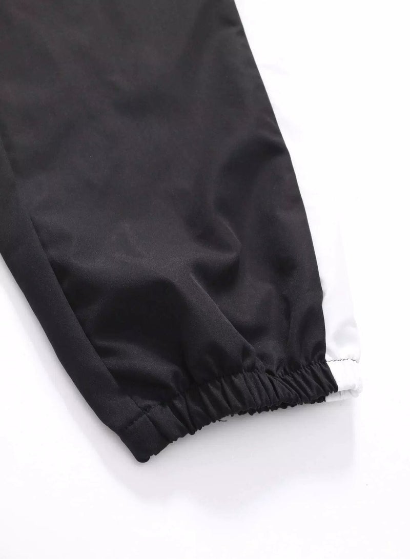 Men Zip Up Cut And Sew Drawstring Hooded Jacket & Sweatpants  - Image 3