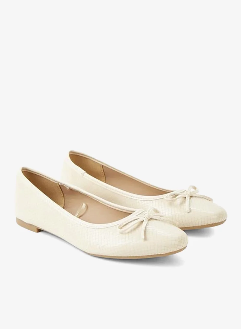Flora Bella By Shoexpress CREAM Women Bow Accent Ballerina Shoes for Women | Best Price UAE
