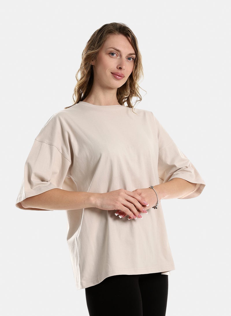 belle Plain Oat OverSized Slip On Tee - Image 2