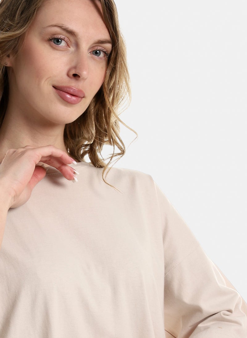 belle Plain Oat OverSized Slip On Tee - Image 4