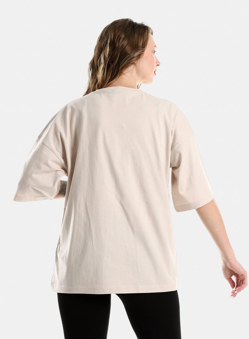 belle Plain Oat OverSized Slip On Tee - Image 3