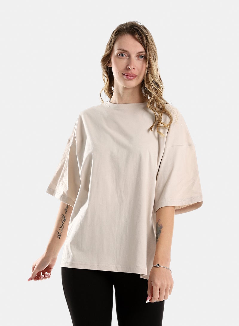 belle Plain Oat OverSized Slip On Tee - Image 1