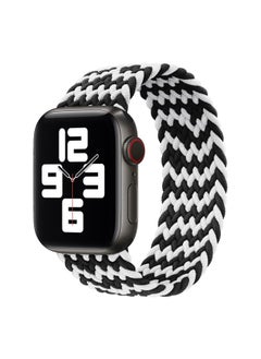 Replacement Strap Nylon Single-turn Braided Watch Band For Apple Watch Series 9&8&7 41mm / SE 3&SE 2&6&SE&5&4 40mm / 3&2&1 38mm, Length:145mm W Black White