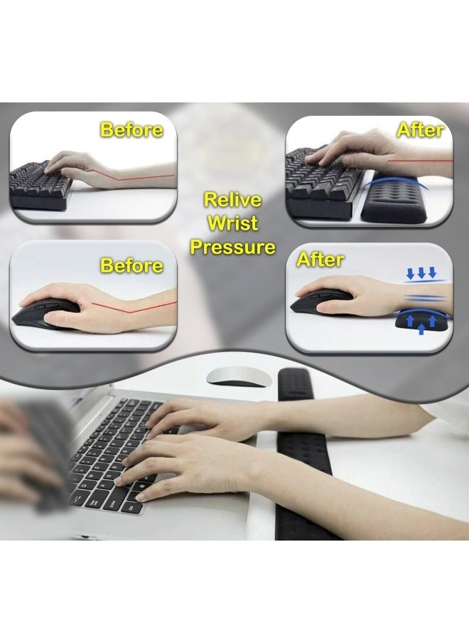 ZUKIMM - Wrist Pad for Keyboard and Mouse - Wrist Rest Support for Keyboard - Cushion Memory Foam Mouse Pad for Home, Office - Gaming Computer, Laptop (Pack of 2 - Black) - Image 1