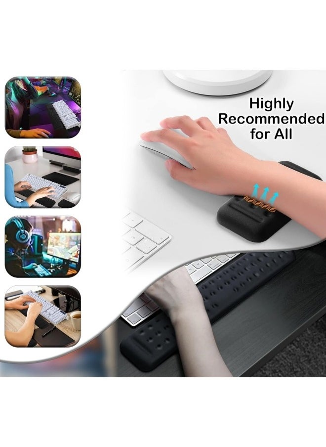 ZUKIMM - Wrist Pad for Keyboard and Mouse - Wrist Rest Support for Keyboard - Cushion Memory Foam Mouse Pad for Home, Office - Gaming Computer, Laptop (Pack of 2 - Black) - Image 1
