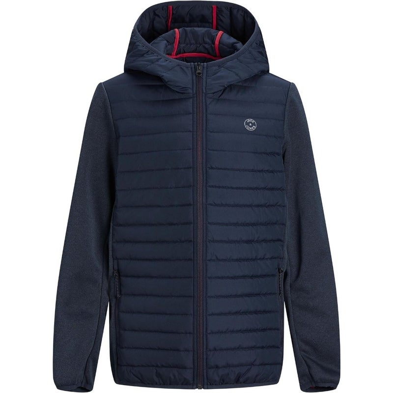 Boys' quilted jacket for outdoor wear, polyester fabric, navy blue, lightweight and warm - Image 1
