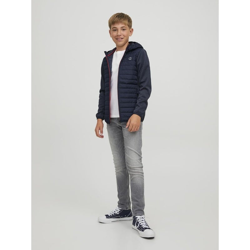 Boys' quilted jacket for outdoor wear, polyester fabric, navy blue, lightweight and warm - Image 4