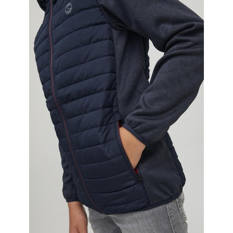 Boys' quilted jacket for outdoor wear, polyester fabric, navy blue, lightweight and warm - Image 5