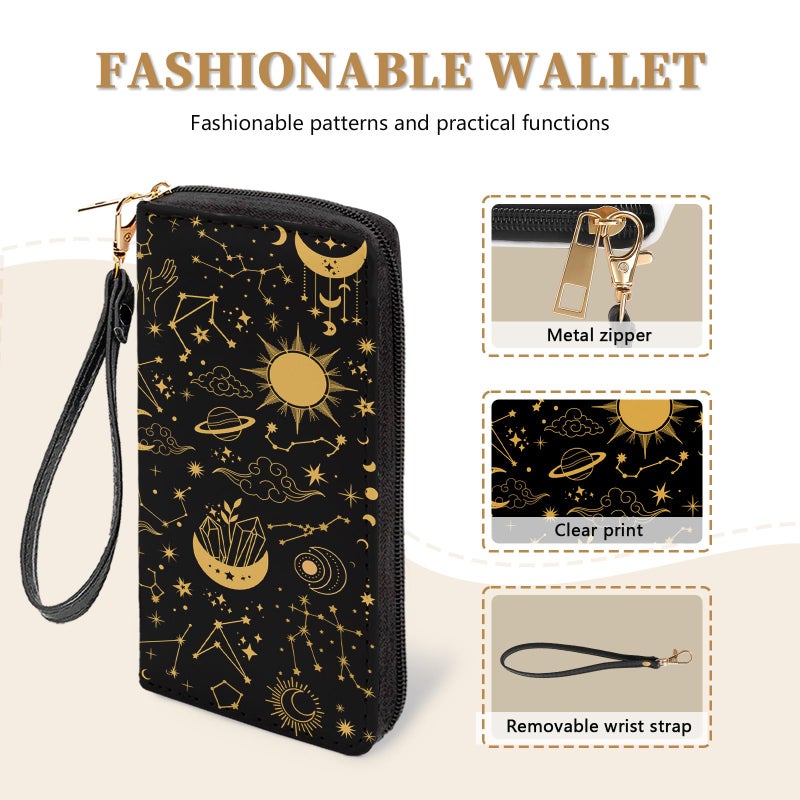 Vorruil Womens Wallet Goth Gothic, Witchy Moon RFID Blocking Wristlet Wallets for Women, Ladies Purse with Zip Around Credit Card Holder and 10 Card Slots & ID Window, Large Capacity Women's Clutch Organizer - Image 5