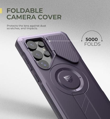 Dexnor for Samsung Galaxy S25 Ultra Case with Camera Cover & Adjustable Kickstand & Built-in Screen Protector, Magnetic Rugged Shockproof Bumper Cases Heavy-duty Protective Cover (2025),Phantom Purple - Image 4