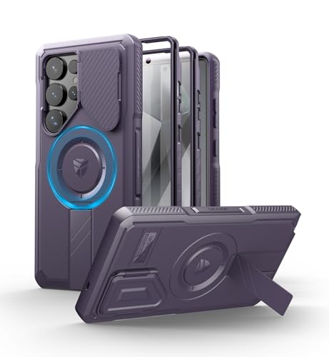 Dexnor for Samsung Galaxy S25 Ultra Case with Camera Cover & Adjustable Kickstand & Built-in Screen Protector, Magnetic Rugged Shockproof Bumper Cases Heavy-duty Protective Cover (2025),Phantom Purple - Image 1