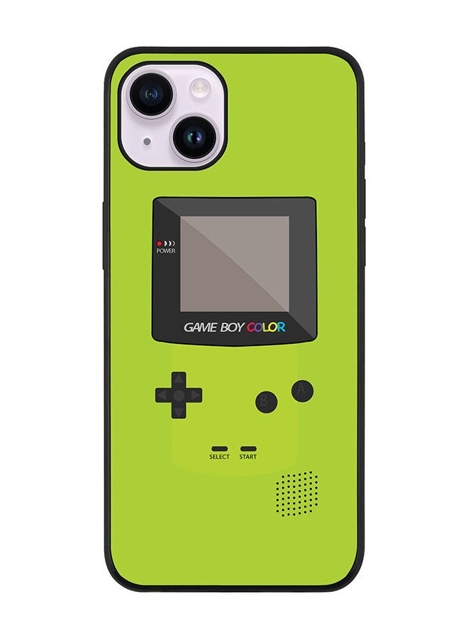 Stylizedd Rugged Black edge case for Apple iPhone 14 Plus Slim fit Soft Case Flexible Rubber Edges Anti Drop TPU Gel Thin Cover - Gameboy Color - Green - Image 1