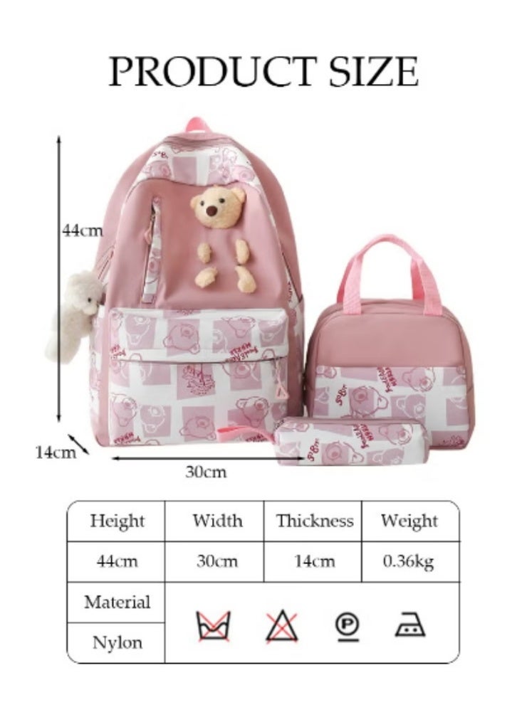 DUNISO Bear - Printed Schoolbag 3 - Piece Set | Cute Charms, Practical and Eye - Catching - Image 4