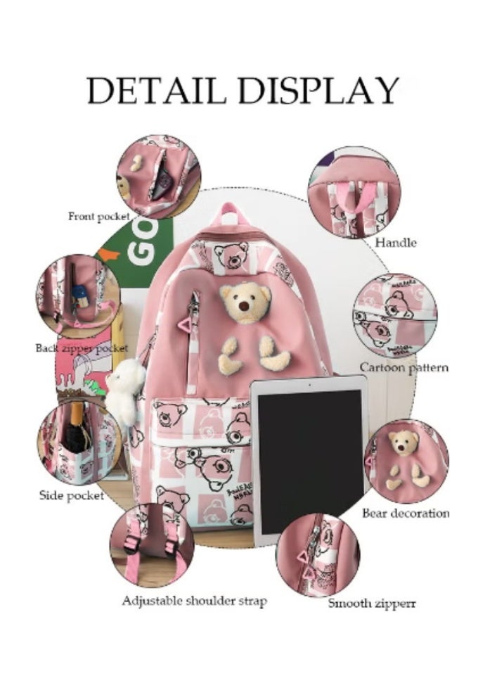 DUNISO Bear - Printed Schoolbag 3 - Piece Set | Cute Charms, Practical and Eye - Catching - Image 3