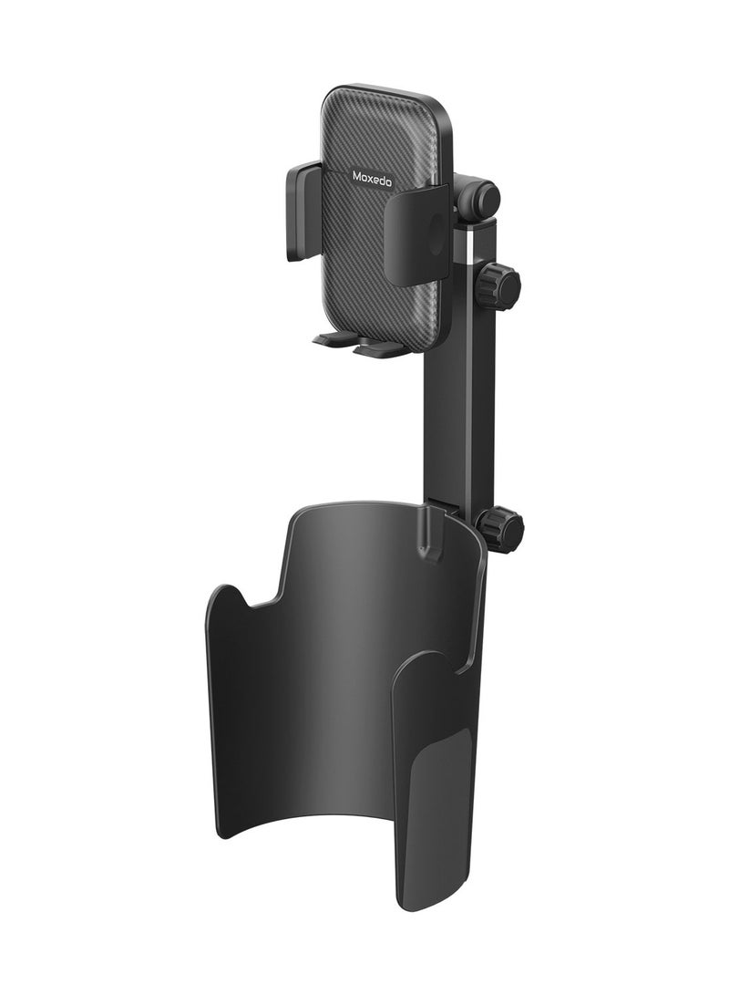 Moxedo Car Cup Holder Phone Mount with Adjustable Telescopic Arm, Tilt Joint, Universal Fit, Stable Design for Standard Cup Holders (Black) - Image 1