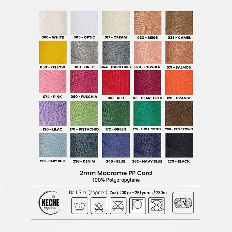KECHE Macrame Cord | Macrame Supplies 2mm Polyester Macrame Rope Yarn for Table Runner Wall DÃ©cor Plant Hanging 251 Yards - Pistachio - Image 3