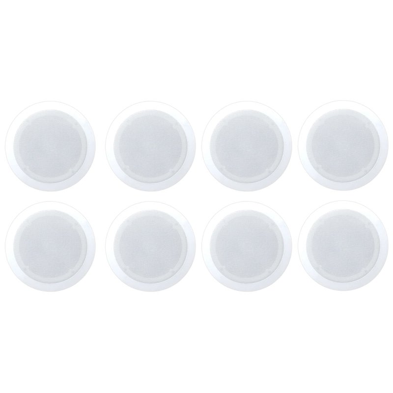 Pyle نظام مكبر صوت تويتير مزدوج في السقف والجدار من بايل مع ميزة التحكم الصوتي والاتصال المحوري لأنظمة الصوت المحيطي - أبيض