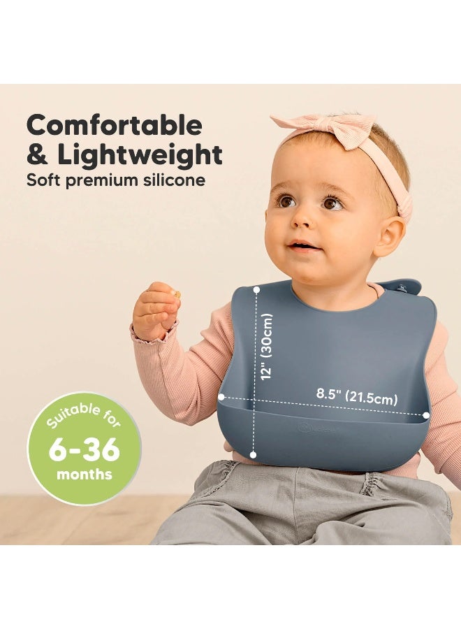 KeaBabies Prep Silicone Baby Bibs, Feeding Essential, BPA-Free, Amethyst - Image 3