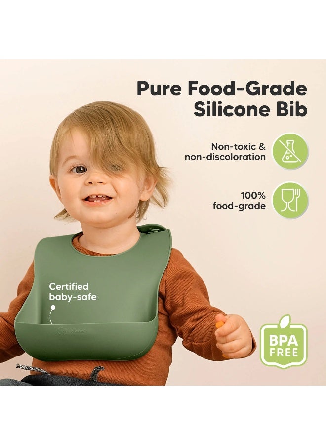 KeaBabies Prep Silicone Baby Bibs, Feeding Essential, BPA-Free, Amethyst - Image 2
