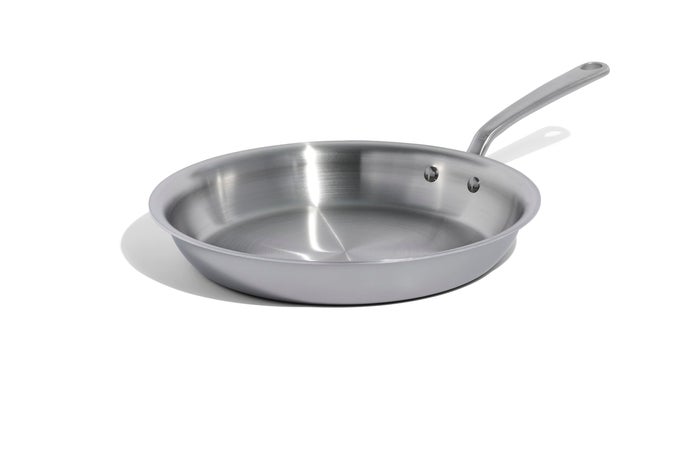 MADE IN COOKWARE 12INCH STAINLESS STEEL FRYING PAN 5 PLY STAINLESS CLAD PROFESSIONAL COOKWARE CRAFTED IN ITALY INDUCTION COMPATIBLE