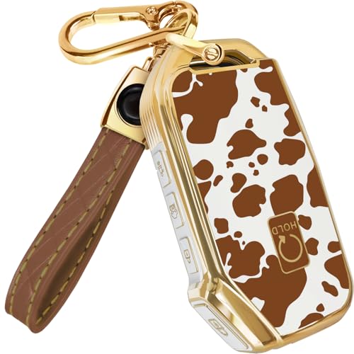 Lucrum Compatible with Kia Key Fob Cover & Leather Keychain - TPU Keyfob Case for Sportage Soul Forte Telluride EV6 NIRO K5 Stinger (2018-2025) - Cow Vibe - Image 1