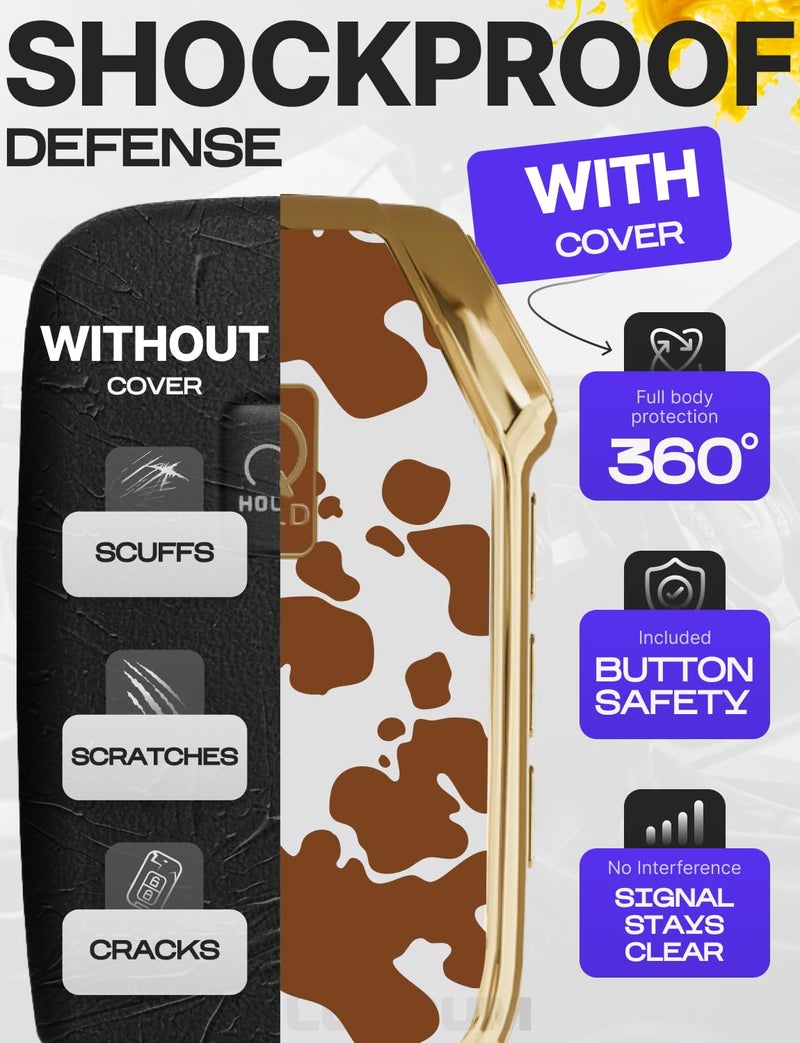 Lucrum Compatible with Kia Key Fob Cover & Leather Keychain - TPU Keyfob Case for Sportage Soul Forte Telluride EV6 NIRO K5 Stinger (2018-2025) - Cow Vibe - Image 4