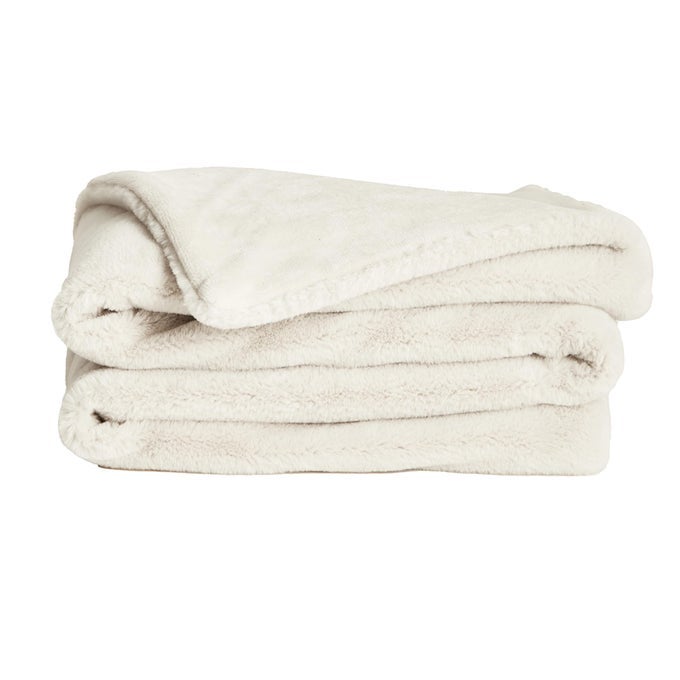 LIL MARSH FAUX FUR BLANKET DURABLE LIGHTWEIGHT EXTRA SOFT BLANKET MACHINE WASHABLE ADD A LAYER OF SOFTNESS TO ANY BED COUCH OR READING CHAIR SNOW WHITE SMALL 50 X 60