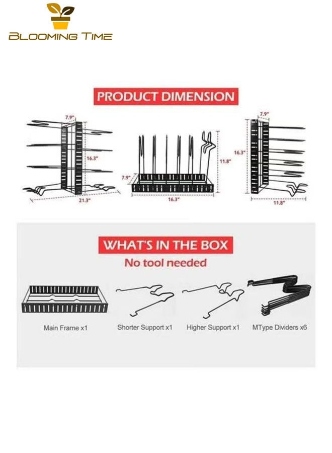 BLOOMING TIME 8 Tiers Adjustable Pots and Pans Rack Organizer, Large Capacity Pot Lid Holders & Pan Rack for Kitchen Cabinet and Counter - Image 4