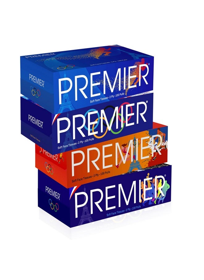 Premier Soft Face Box Tissues 100 Pulls 2 Ply Box Olympic Edition 4In1 Pack  - Image 3
