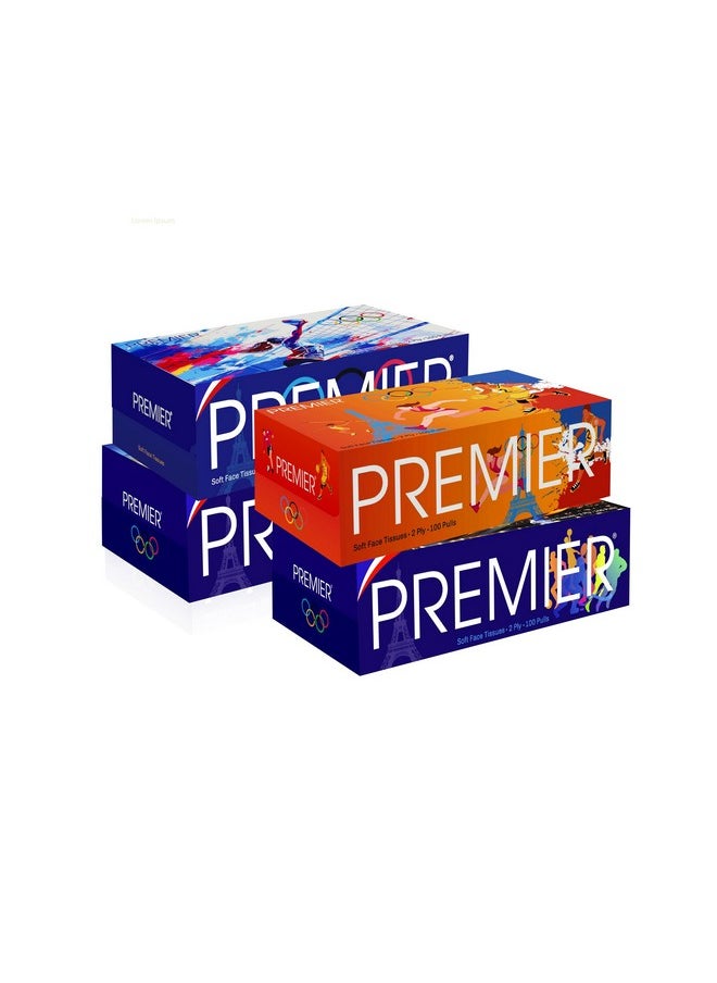 Premier Soft Face Box Tissues 100 Pulls 2 Ply Box Olympic Edition 4In1 Pack  - Image 4