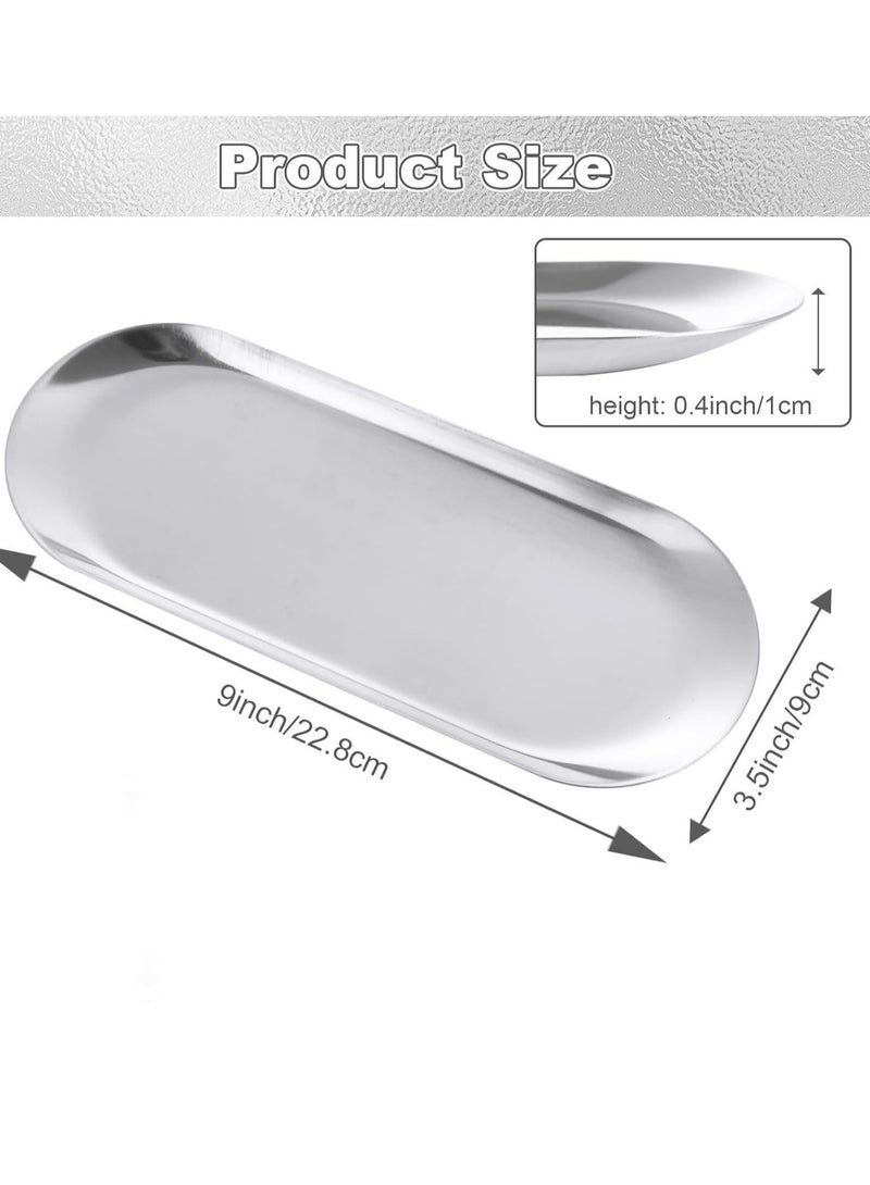 فلوشرينيك الصاني الزخرفية من الفولاذ المقاوم للصدأ,طبق المجوهرات البيضاوية,علون متعددة الأغراض تخزين منشفة اليد,خدمة علون حامل الشمعة,علون العطور لمستحضرات التجميل - Image 2