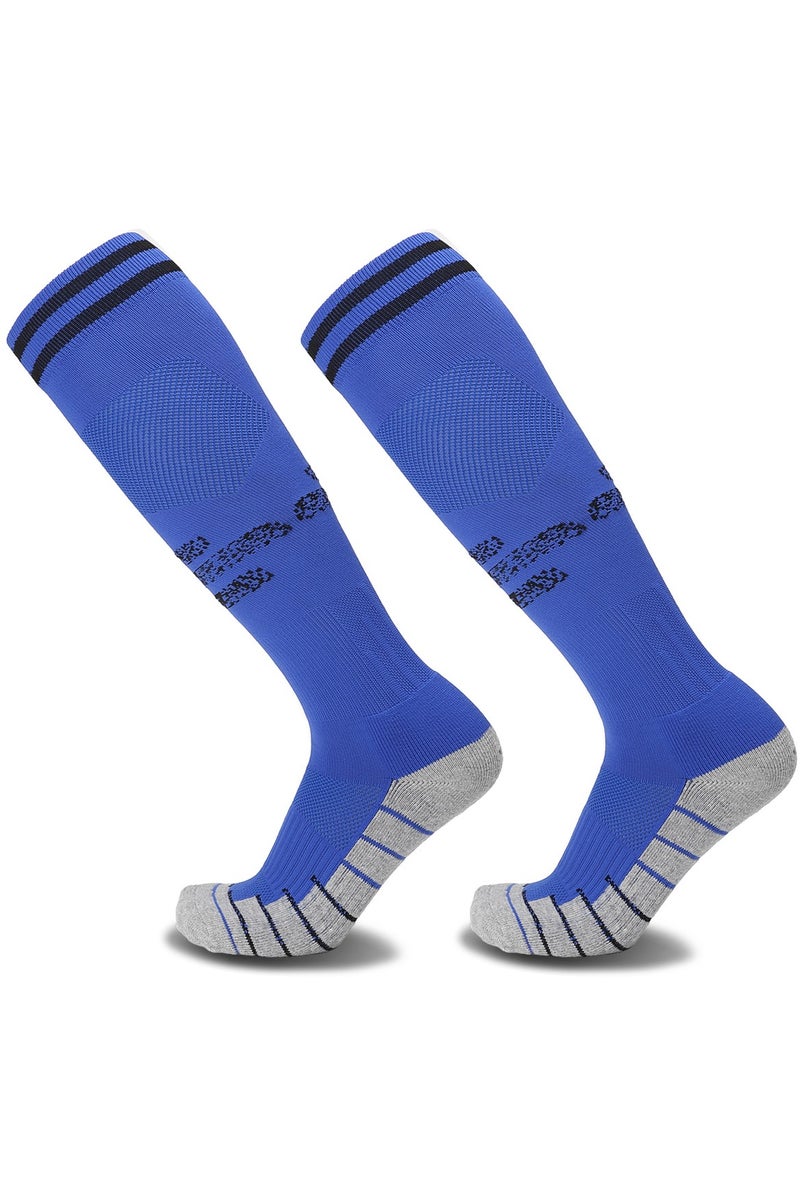 SKY WING Soccer Socks, Sport Knee High Socks Calf Compression Athletic Socks for Mens and Women Running&Training Football Thickening Keep Warm Sock-Blue-2 Pair - Image 1