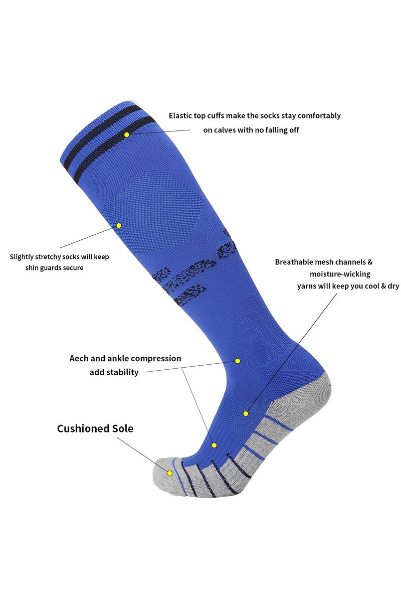 SKY WING Soccer Socks, Sport Knee High Socks Calf Compression Athletic Socks for Mens and Women Running&Training Football Thickening Keep Warm Sock-Blue-2 Pair - Image 3