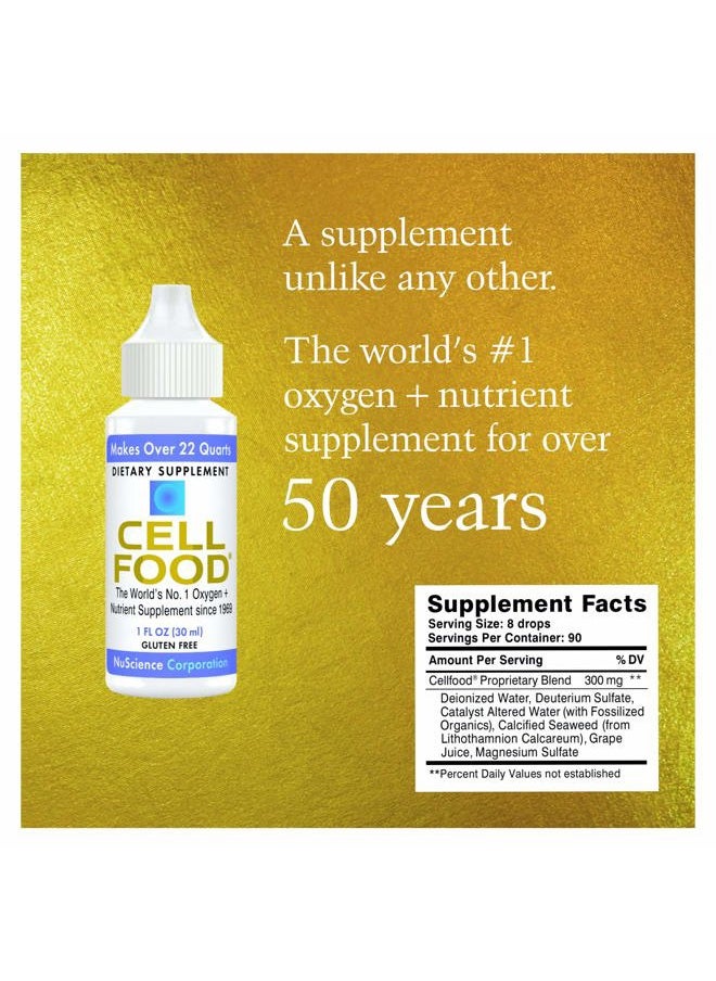 Cellfood Oxygen Boost, 1 fl oz - Liquid Oxygen Supplement for Lymphatic Drainage, Altitude Sickness, Jet Lag, Fatigue, Headaches, Hangovers & Energy - Gluten Free, Cert. Kosher - Makes Over 22 Quarts  - Image 2