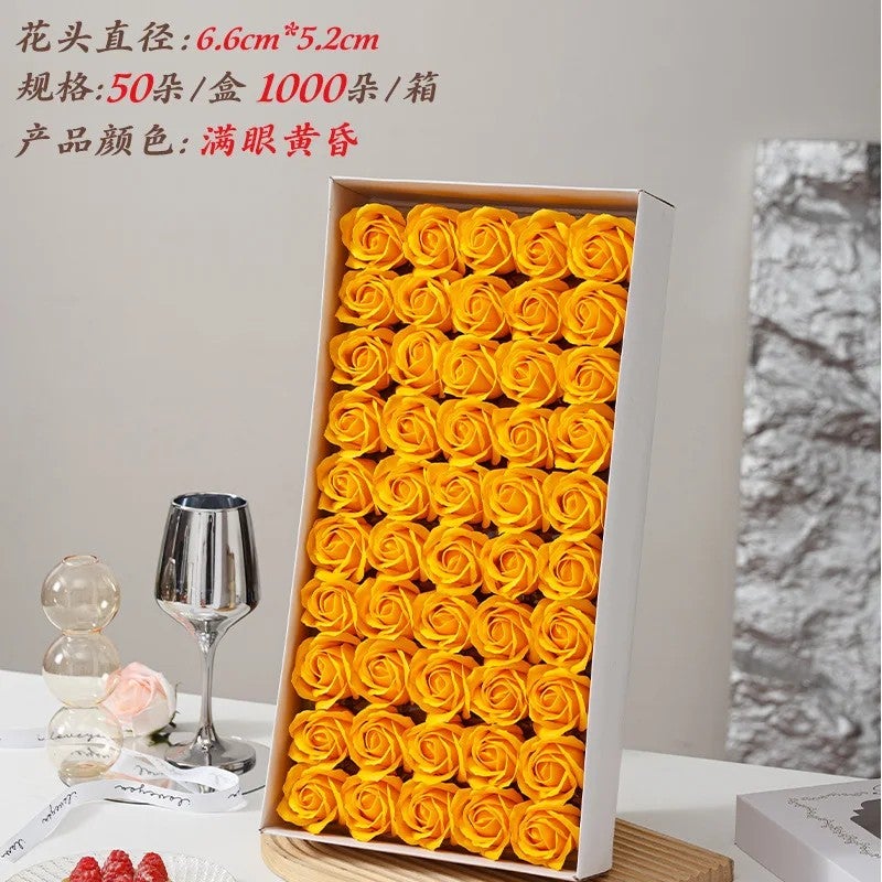 Bluejw Three Layers Handmade Soap Flowers – 50 Pcs Eternal Soap Rose Heads with Dried Plants, Multi-Color DIY Bouquet for Valentine's Day Gift - Image 1