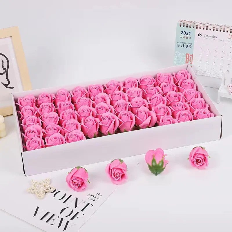 Bluejw Three Layers Handmade Soap Flowers – 50 Pcs Eternal Soap Rose Heads with Dried Plants, Multi-Color DIY Bouquet for Valentine's Day Gift - Image 3