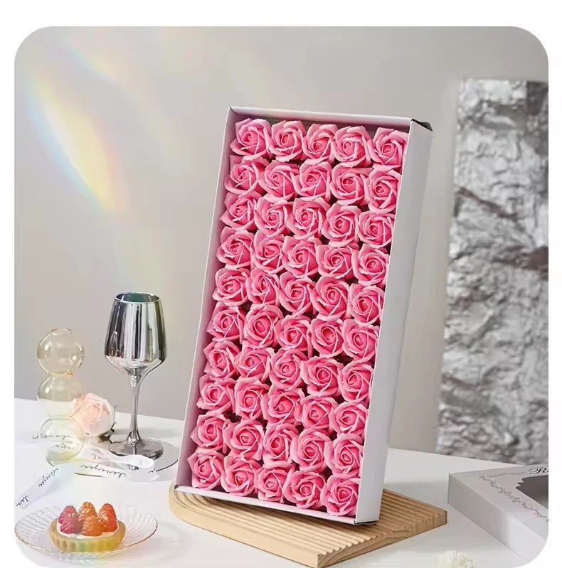 Bluejw Three Layers Handmade Soap Flowers – 50 Pcs Eternal Soap Rose Heads with Dried Plants, Multi-Color DIY Bouquet for Valentine's Day Gift - Image 5