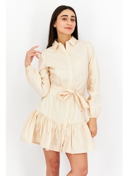 BCBGeneration Women Textured Mini Dress With Tie Belt, Peach  - Image 1