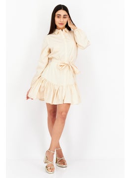 BCBGeneration Women Textured Mini Dress With Tie Belt, Peach  - Image 4