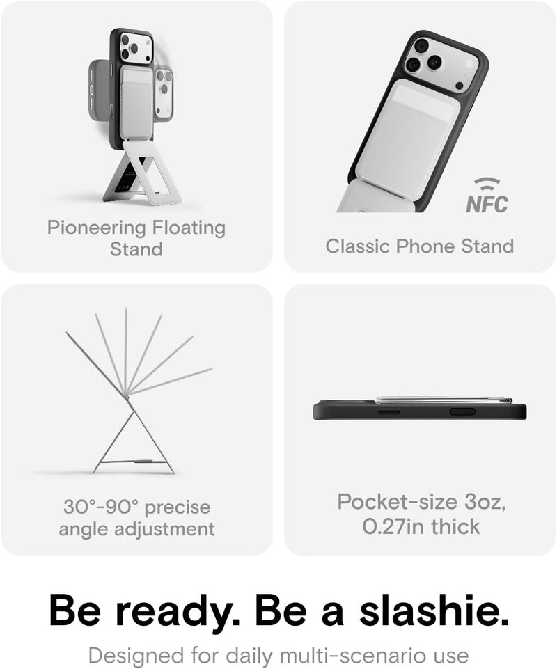 MOFT Smartphone Tripod, 3 in 1 Cell Phone Wallet and Adjustable Cell Phone Stand, Magnetic Card Holder, Mini Tripod, NFC Support, MOVAS Vegan Leather, Misty Cove - Image 3