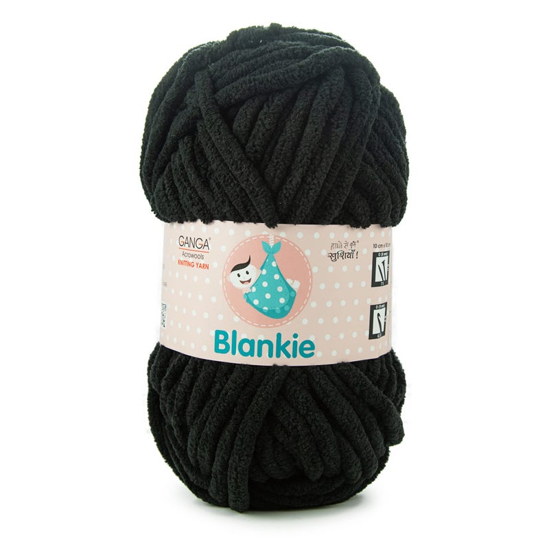 Ganga Acrowools Blankie is A Super Soft Chenille Yarn. Oekotex Class 1 Certified. Safe for Babies. Pack of 2 Balls - 100Gm Each. (Blk024) - Image 4
