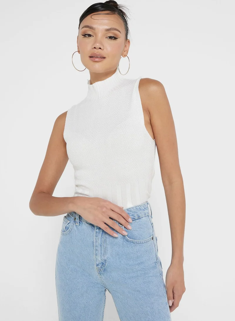 Ginger High Neck Ribbed Top